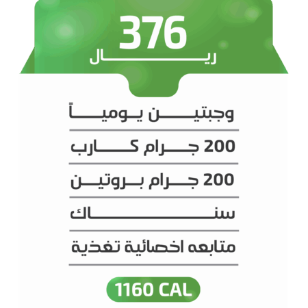 اشتراك أسبوعي - باقة 1160 كالوري